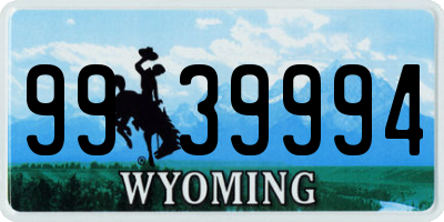 WY license plate 9939994