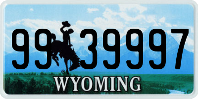 WY license plate 9939997