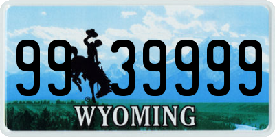 WY license plate 9939999