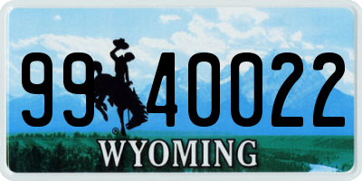 WY license plate 9940022