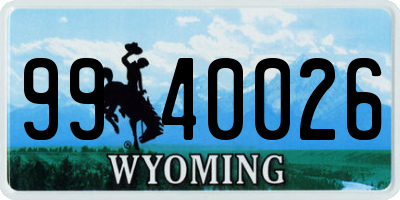 WY license plate 9940026