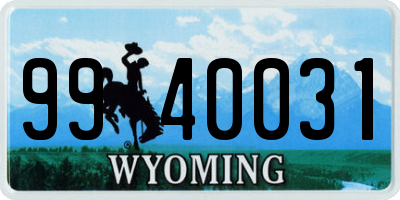 WY license plate 9940031