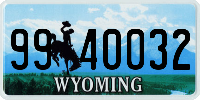 WY license plate 9940032