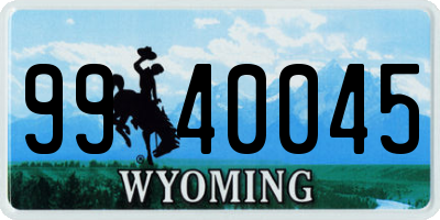 WY license plate 9940045