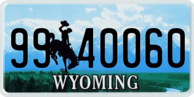 WY license plate 9940060