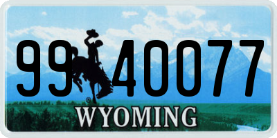 WY license plate 9940077
