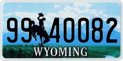WY license plate 9940082