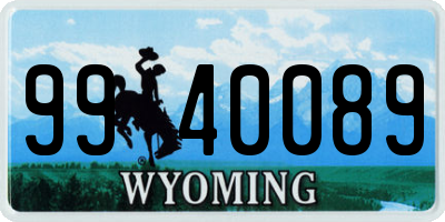 WY license plate 9940089