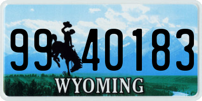 WY license plate 9940183