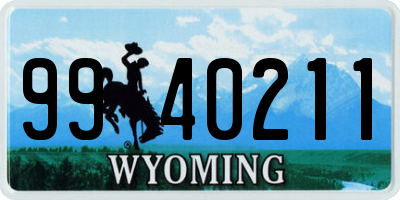 WY license plate 9940211