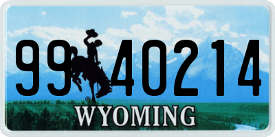 WY license plate 9940214