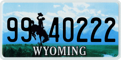 WY license plate 9940222