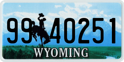 WY license plate 9940251
