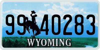 WY license plate 9940283