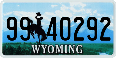 WY license plate 9940292