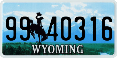 WY license plate 9940316