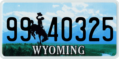 WY license plate 9940325