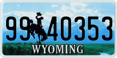 WY license plate 9940353