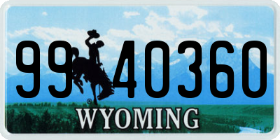 WY license plate 9940360