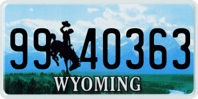 WY license plate 9940363
