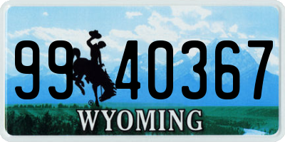 WY license plate 9940367