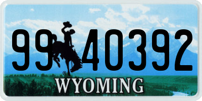WY license plate 9940392