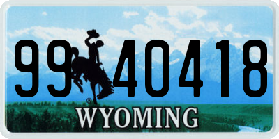 WY license plate 9940418