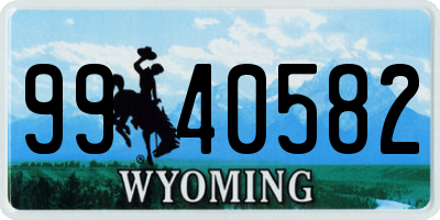 WY license plate 9940582