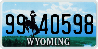WY license plate 9940598