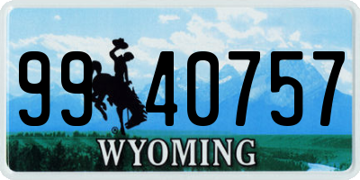 WY license plate 9940757