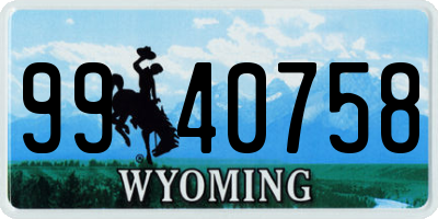 WY license plate 9940758