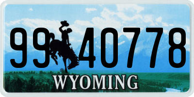 WY license plate 9940778