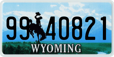 WY license plate 9940821