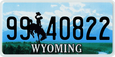 WY license plate 9940822