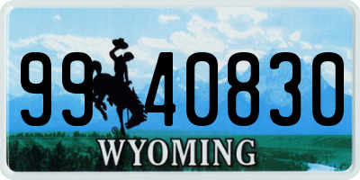 WY license plate 9940830