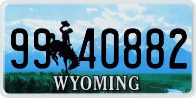 WY license plate 9940882