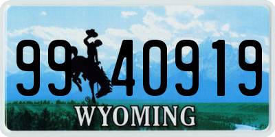 WY license plate 9940919