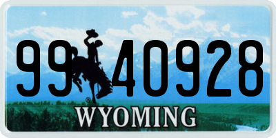 WY license plate 9940928