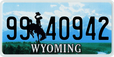 WY license plate 9940942