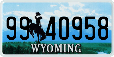 WY license plate 9940958