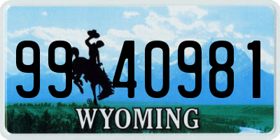 WY license plate 9940981