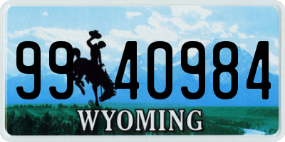 WY license plate 9940984