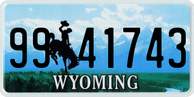 WY license plate 9941743