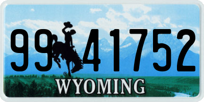WY license plate 9941752