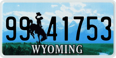 WY license plate 9941753