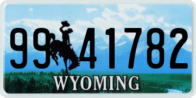 WY license plate 9941782