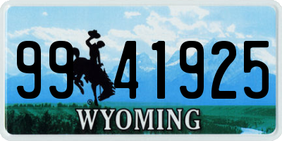WY license plate 9941925