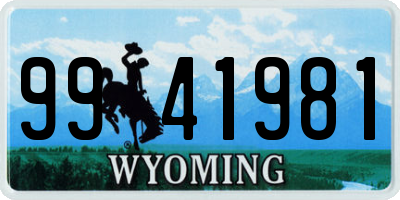 WY license plate 9941981