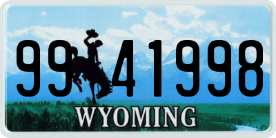 WY license plate 9941998