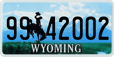 WY license plate 9942002